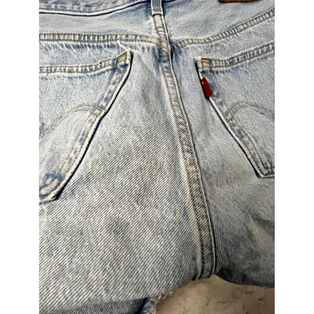 Levi's 501 Premium Cut Off Shorts Womens 29 Blue Distressed Light Wash Raw Hem - Picture 10 of 14